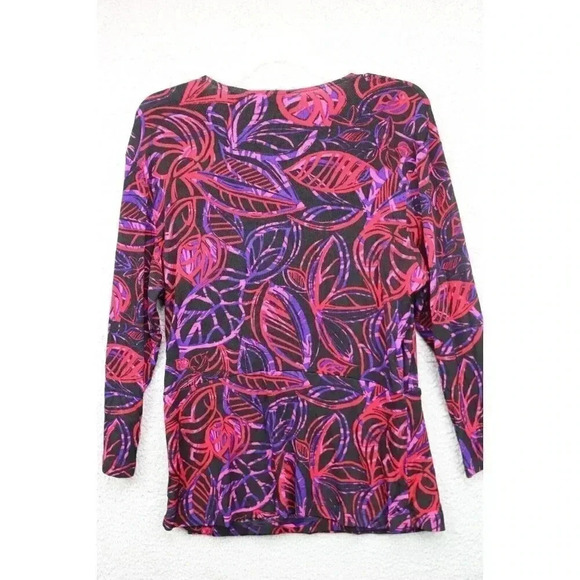 Chico's Travelers Tropic Jewel Roland Wrap Top-Size 2-Belted - Picture 7 of 8